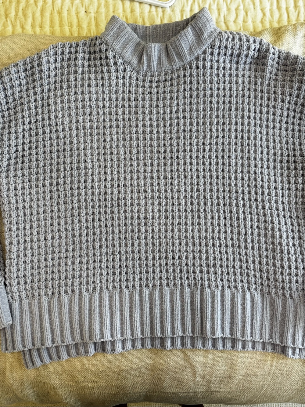 Altar'd State Light Gray/ Purple  Textured Mock Neck Sweater